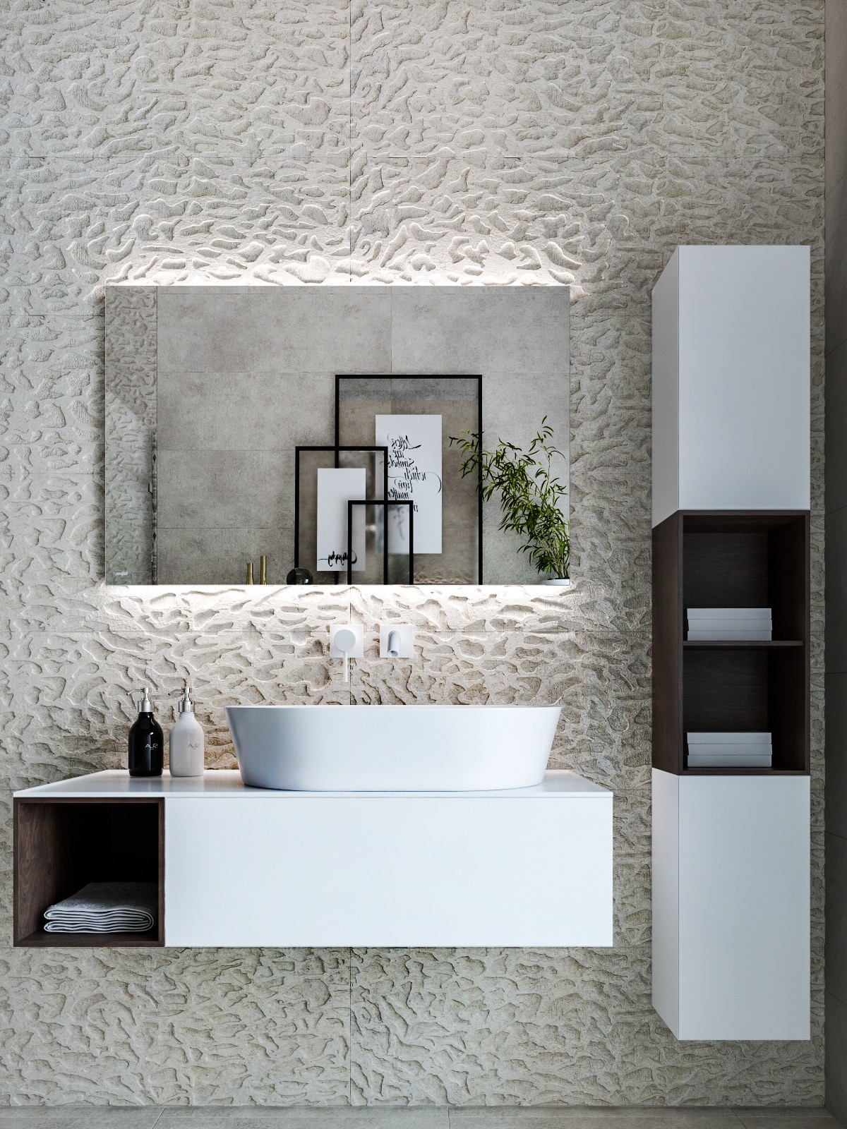 Modern PVC Bathroom Furniture Bathroom Storage Cabinet Black Shaker Bathroom Vanity With Led Mirror