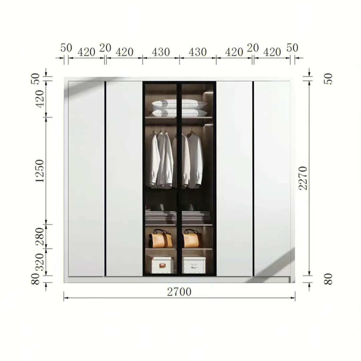 Modern Customize Bedroom Wardrobe Closet Portable Modern High End Wardrobe Cabinet with Wardrobe with Dressing Mirror