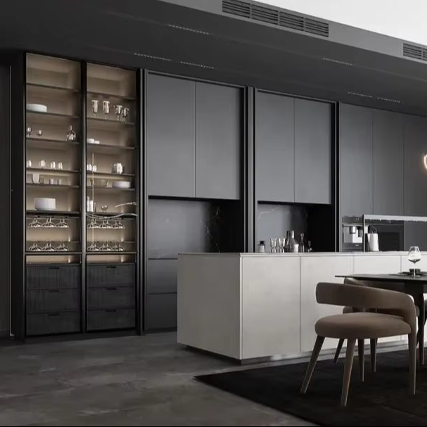 Modern Design Style Furniture Ready to Assemble Cupboard Complete Sets Stainless  Steel Drawer Modular Kitchen Cabinets for Sale