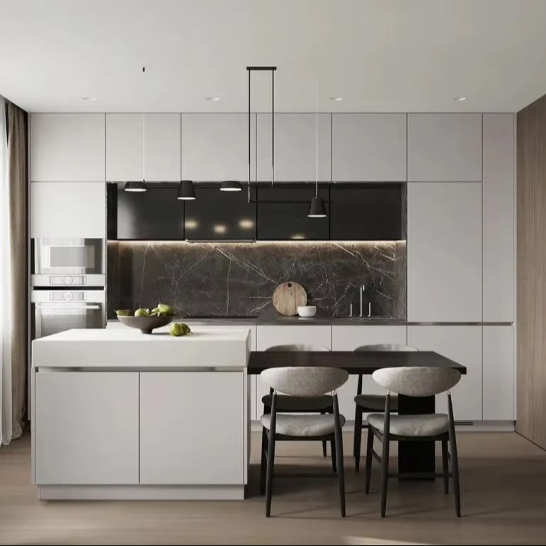 Modern Design Style Furniture Ready to Assemble Cupboard Complete Sets Stainless  Steel Drawer Modular Kitchen Cabinets for Sale