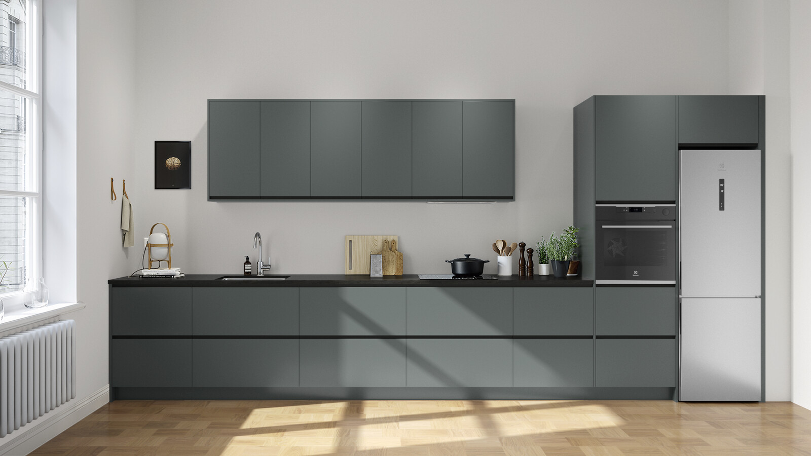 Kitchen Cabinet USA with Pantry and Island with Sink Glossy Kitchen Cabinet