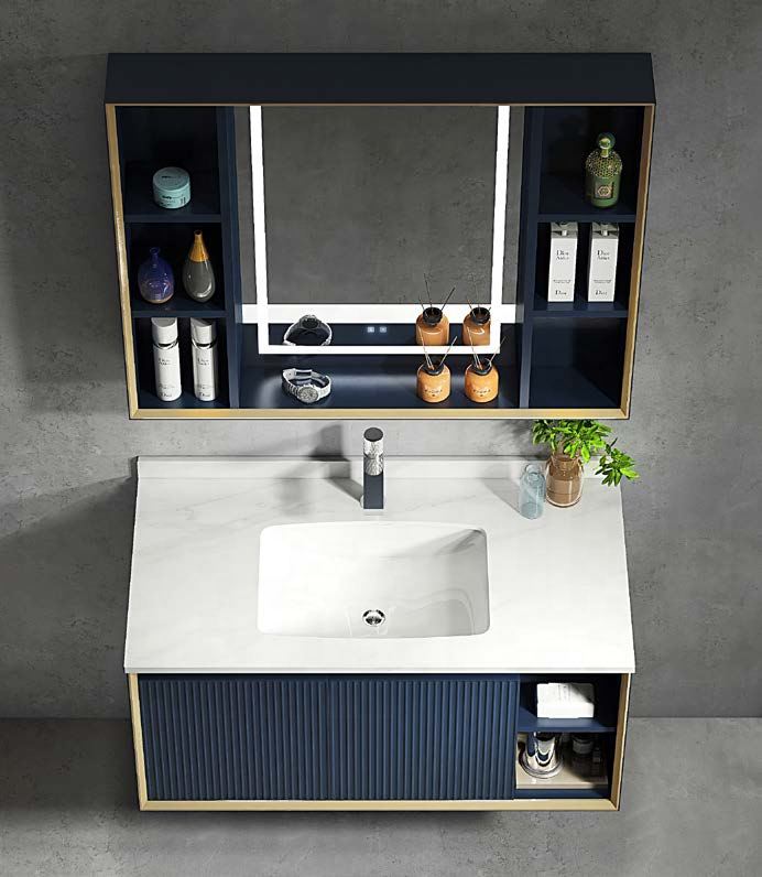 Modern Waterproof Bathroom Vanity Stainless Steel Sink Bathroom Cabinets with Mirror