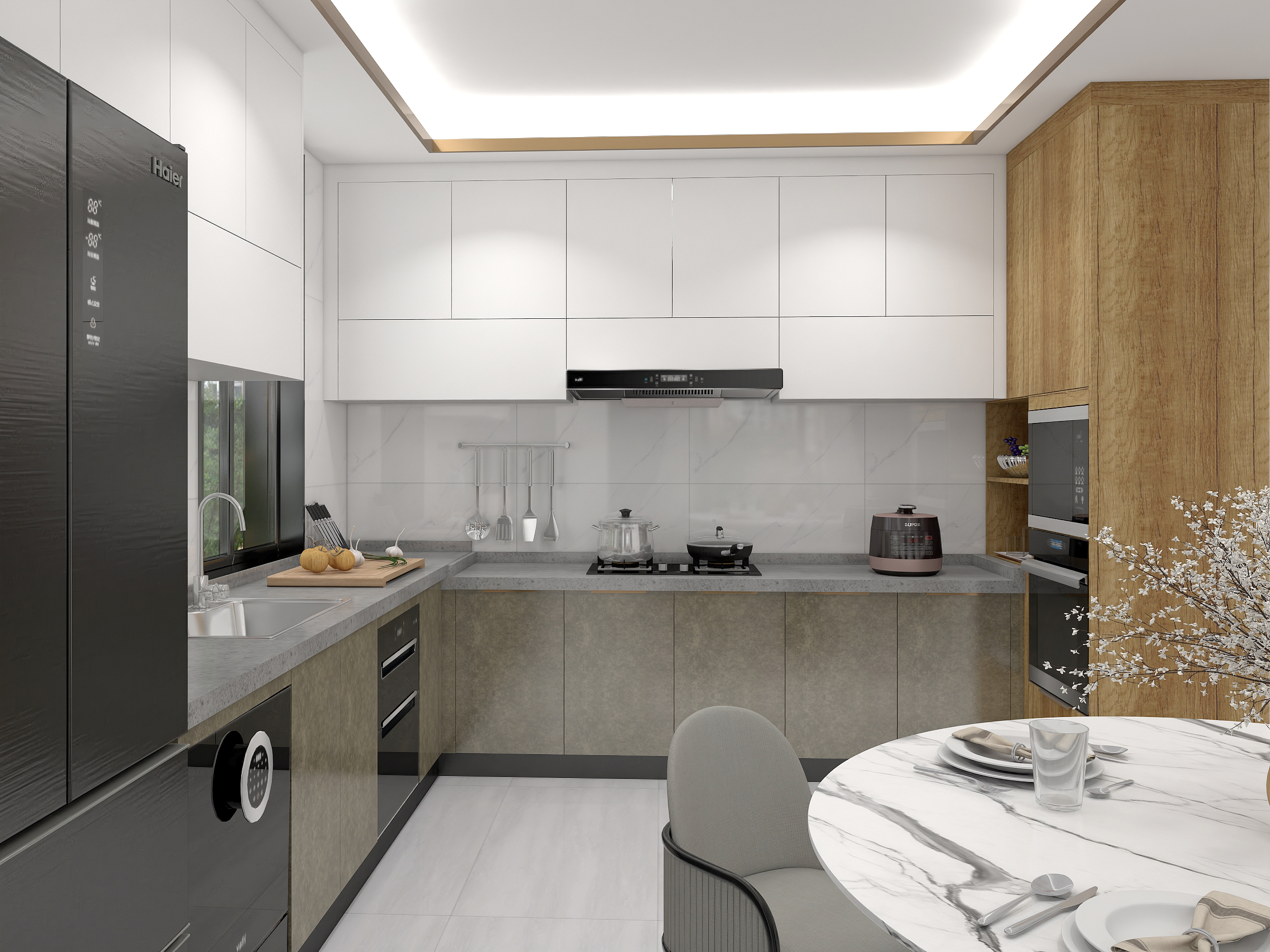 Kitchen Cabinet Set Complete Home Furniture Kitchen Cabinet Set with Handle Furniture Modern Design Solid Wood Kitchen Cabinet