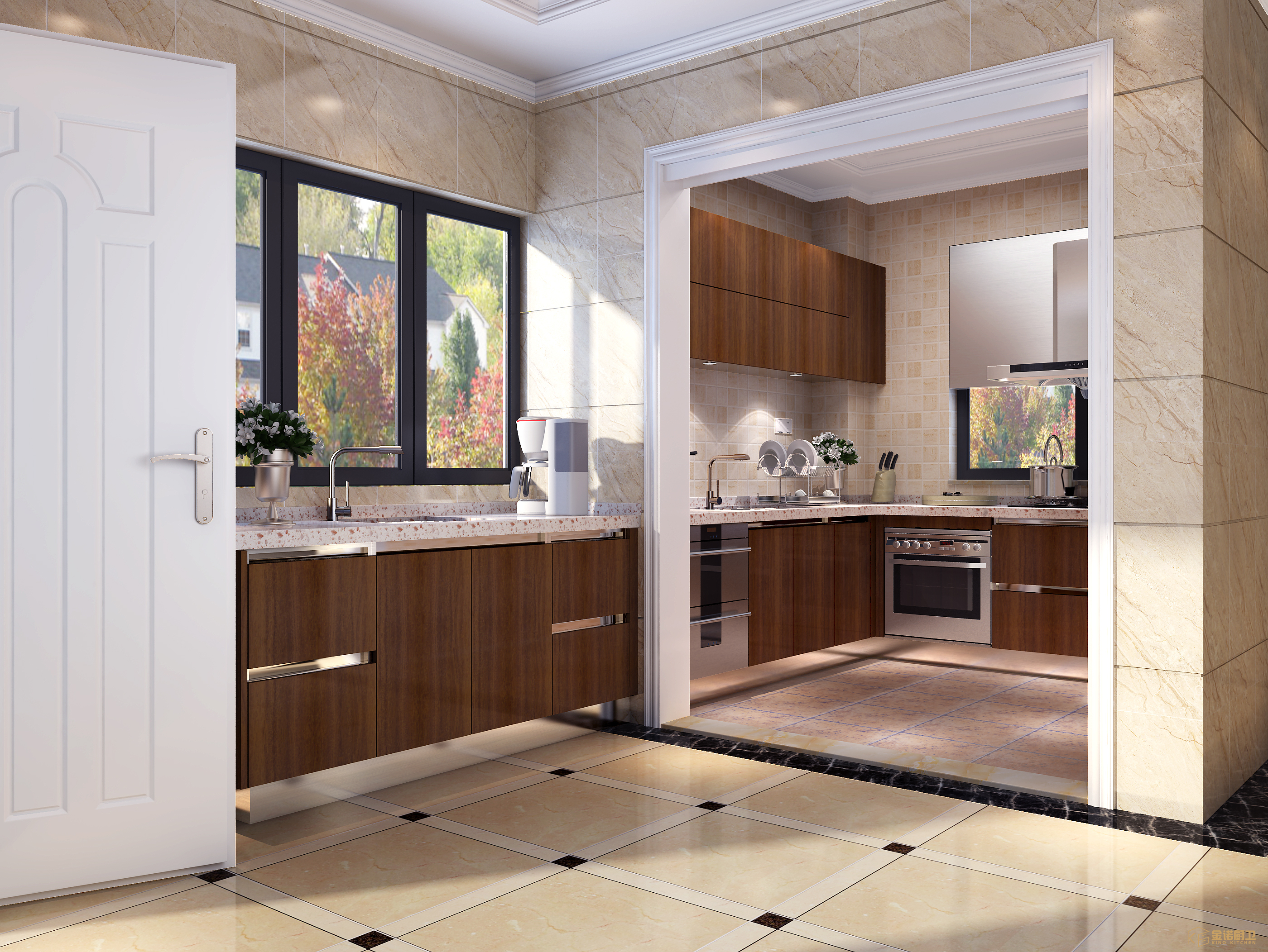 Wood Grain Kitchen Cabinet Surface Design