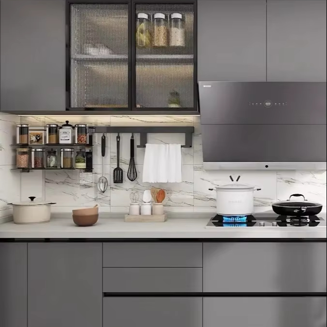 Modern Design Style Furniture Ready to Assemble Cupboard Complete Sets Stainless  Steel Drawer Modular Kitchen Cabinets for Sale