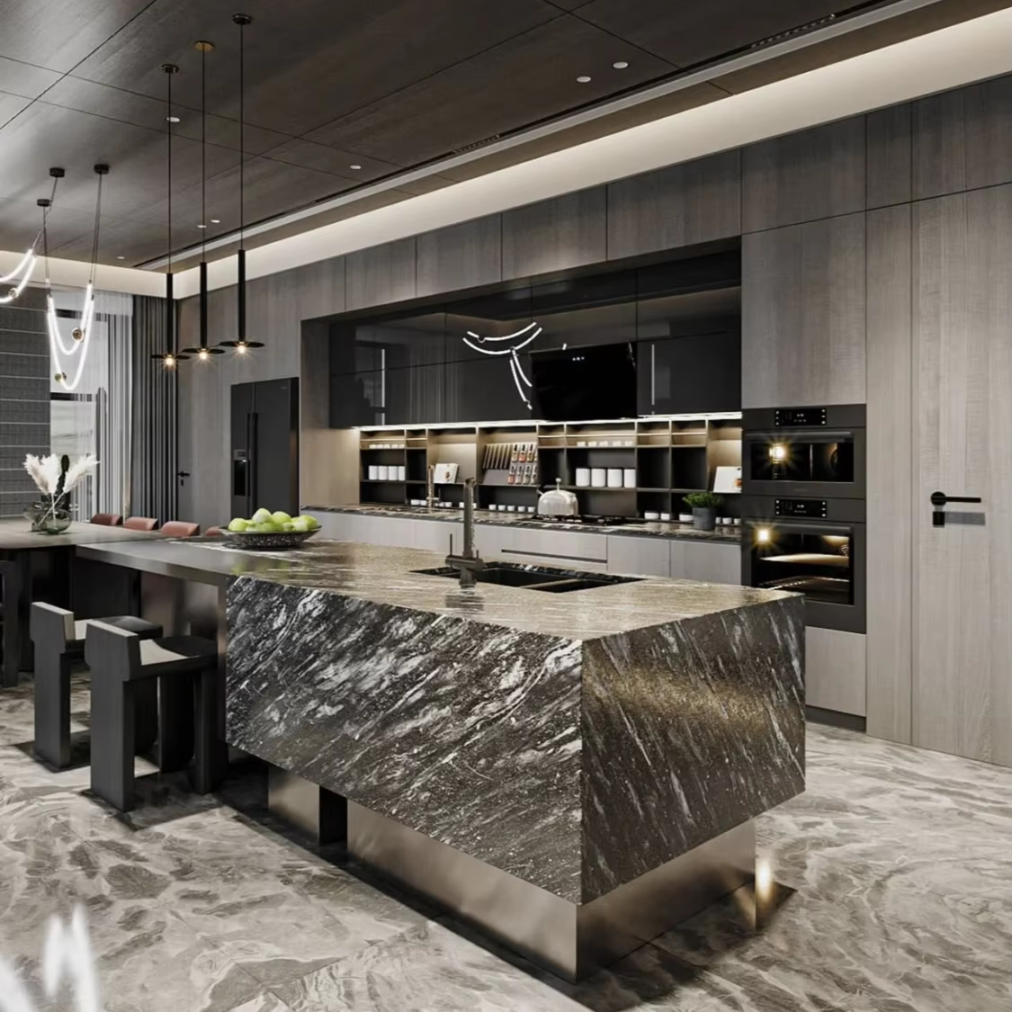 Modern Design Style Furniture Ready to Assemble Cupboard Complete Sets Stainless  Steel Drawer Modular Kitchen Cabinets for Sale