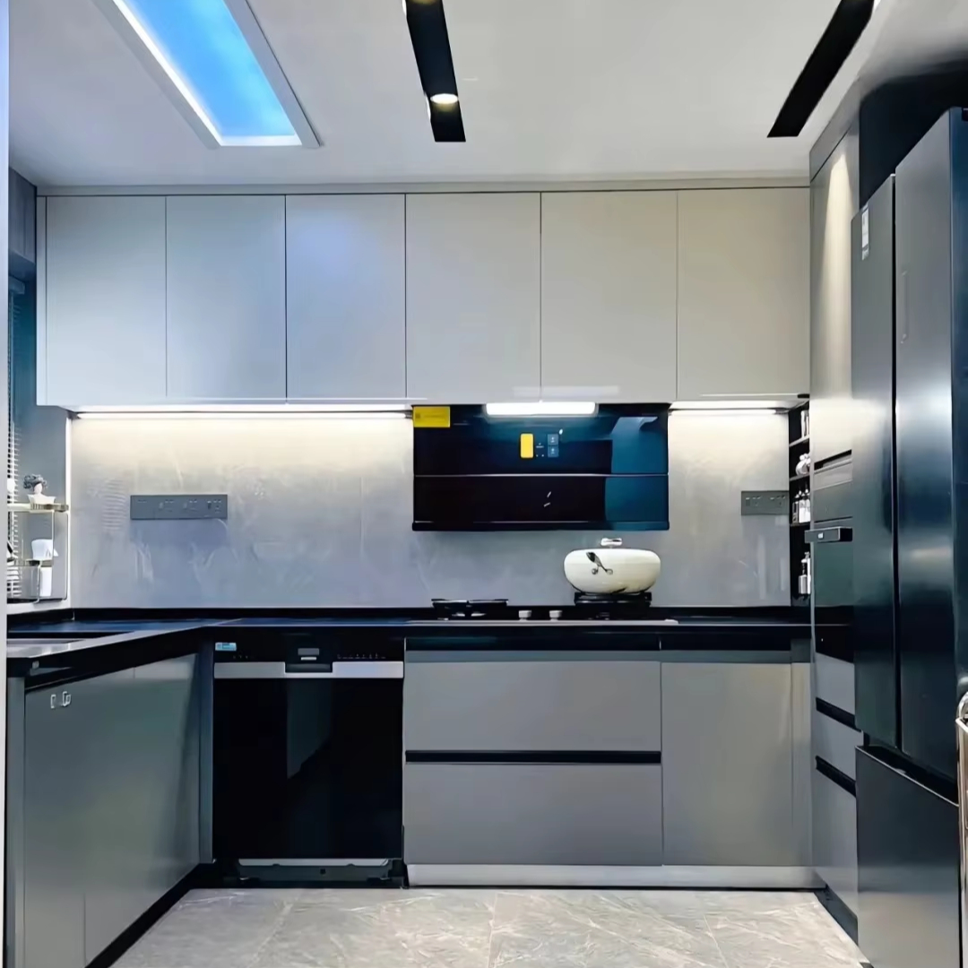 Modern Design Style Furniture Ready to Assemble Cupboard Complete Sets Stainless  Steel Drawer Modular Kitchen Cabinets for Sale