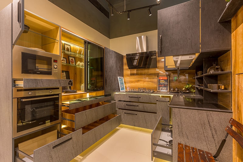 Kitchen Cabinet USA with Pantry and Island with Sink Glossy Kitchen Cabinet