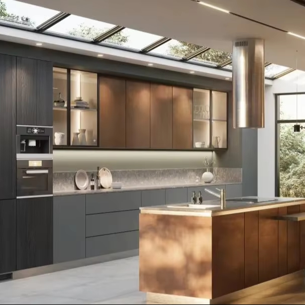 Modern Design Style Furniture Ready to Assemble Cupboard Complete Sets Stainless  Steel Drawer Modular Kitchen Cabinets for Sale