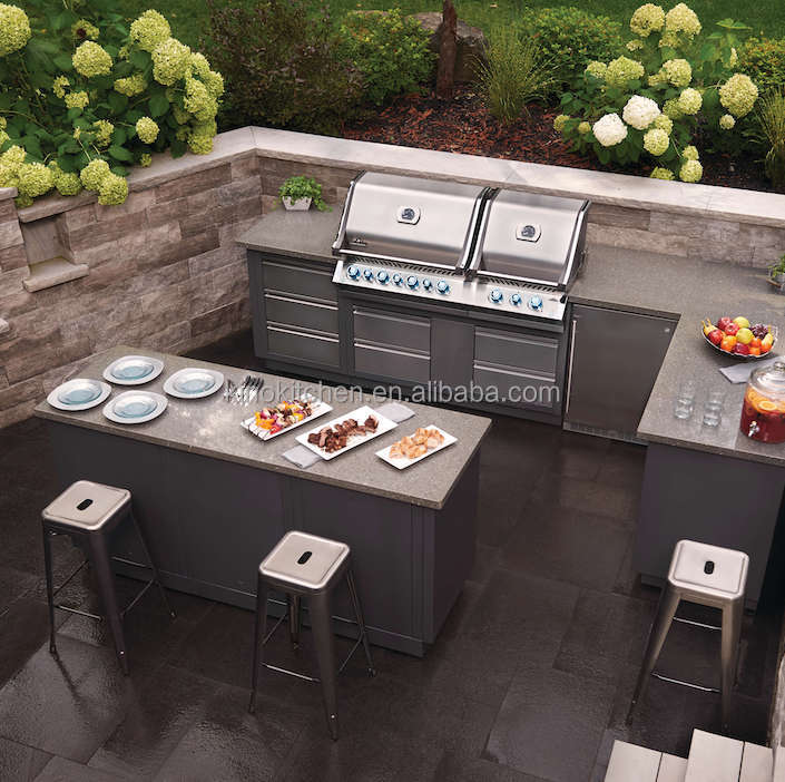 Customized Aluminum PVC Board Outdoor for Outdoor Kitchen with BBQ304 Stainless Steel Kitchen Cabinets