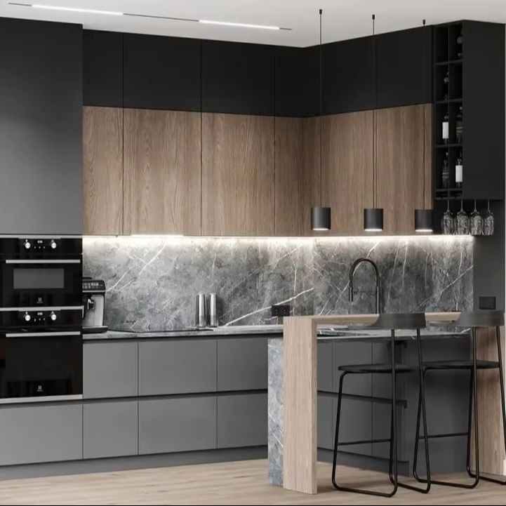 Modern Design Style Furniture Ready to Assemble Cupboard Complete Sets Stainless  Steel Drawer Modular Kitchen Cabinets for Sale