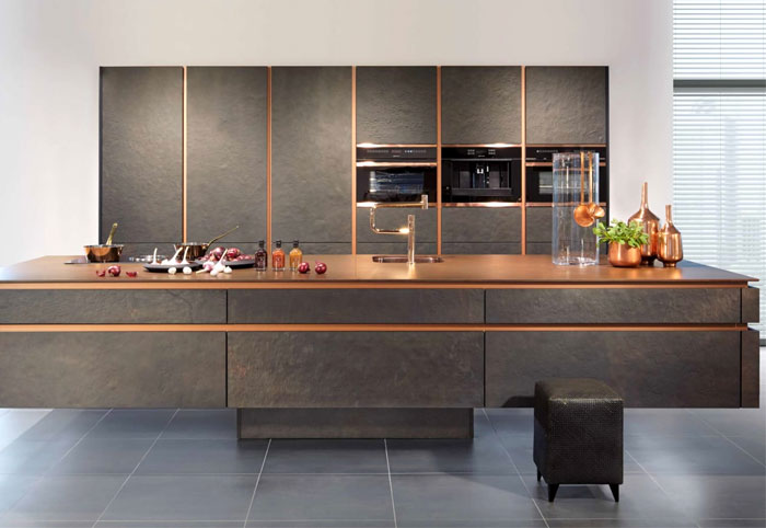Blue Modern Plywood Stainless Steel High Gloss Home and Kitchen Cabinet with Islands 1 Set Customized Color Recommended KINO-001