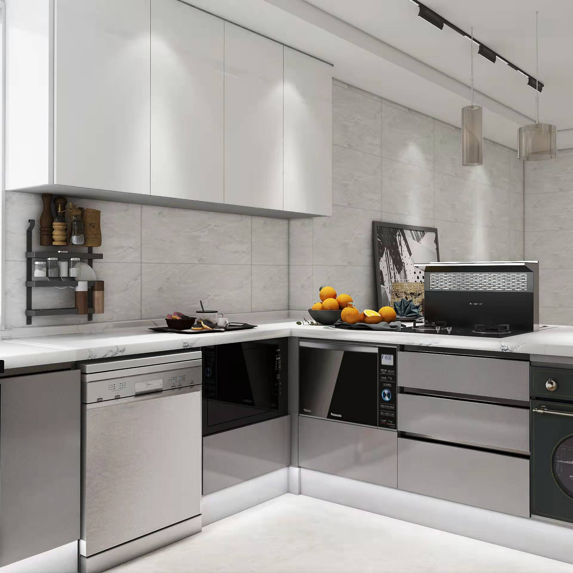 Modern White 304/316 Stainless Steel Kitchen Metal Cabinet Rangement Cuisine Complete
