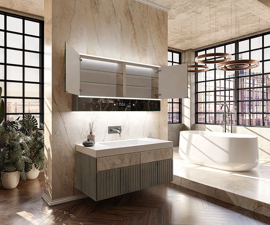 Bathroom Furniture Sets High Quality Bathroom Vanity Mirror Bathroom Cabinet Huge Double Sink Luxurious Modern 1 Set Traditional