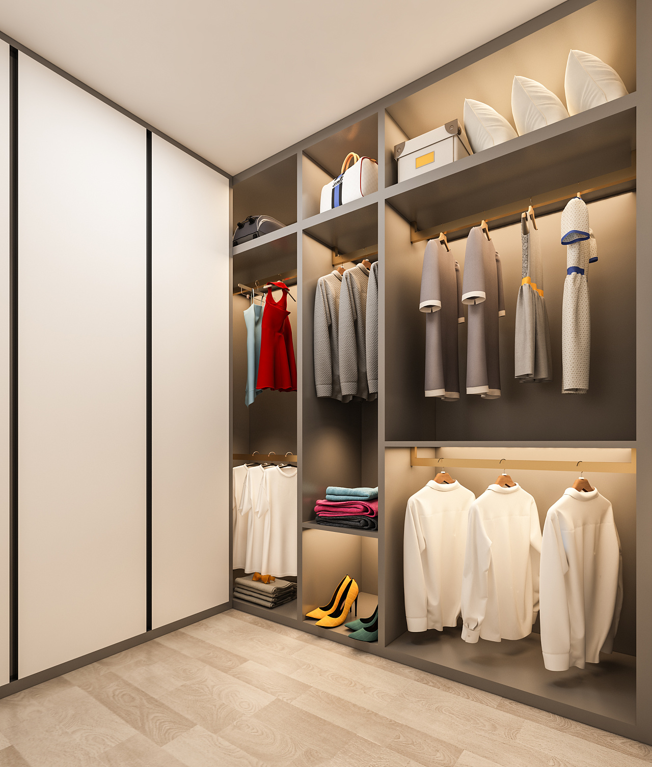 Tall Custom Modern Open Combination Cloth Walk in Closet Bedroom Furniture for Clothes Foldable Metal Cabinet Wardrobes Closet