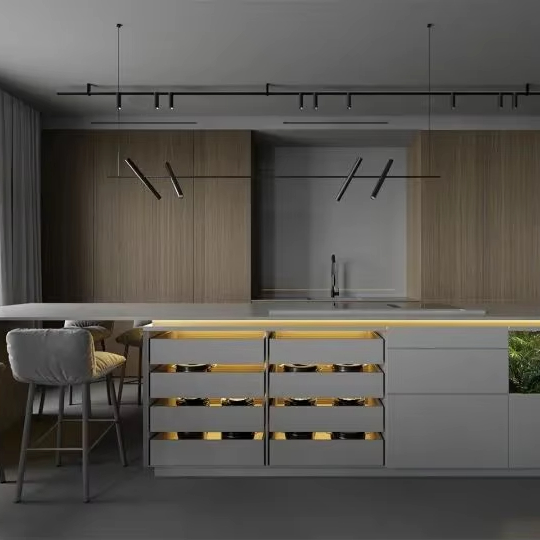 Modern Design Style Furniture Ready to Assemble Cupboard Complete Sets Stainless  Steel Drawer Modular Kitchen Cabinets for Sale