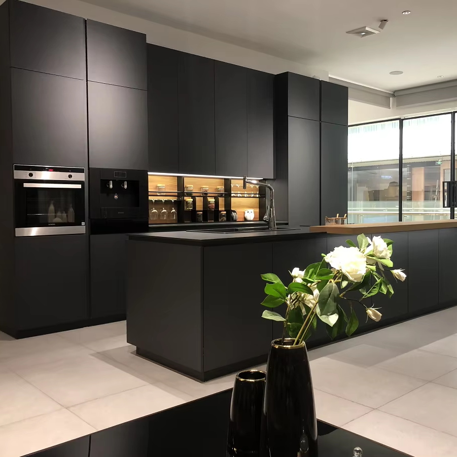 Modern Designs Kitchen Cabinets with Pantry and Island with Sink Stainless Steel Kitchen Cabinet Shaker Kitchen Cabinet