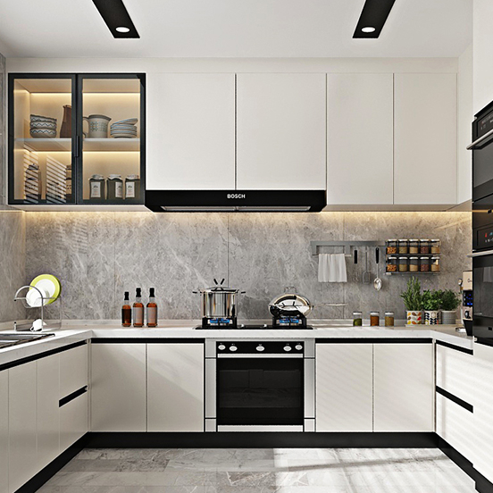 Kitchen Cabinet USA with Pantry and Island with Sink Glossy Kitchen Cabinet