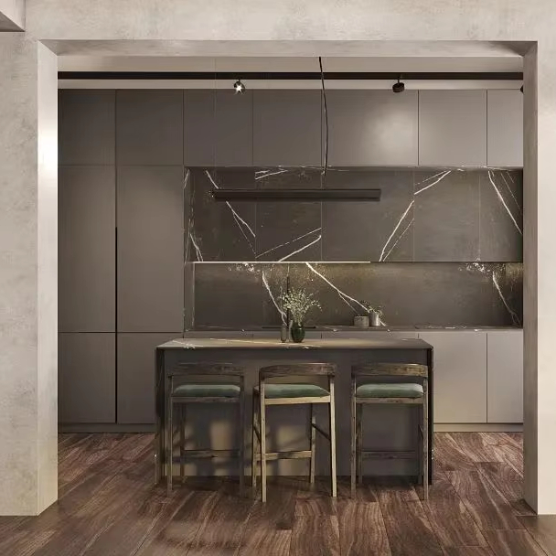 Modern Designs Kitchen Cabinets with Pantry and Island with Sink Stainless Steel Kitchen Cabinet Shaker Kitchen Cabinet