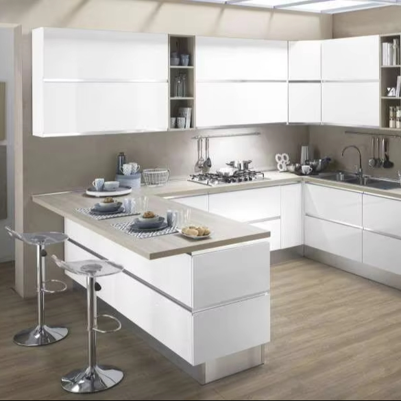 Luxury Stainless Steel Kitchen Cabinets with Corner Carousel Storage