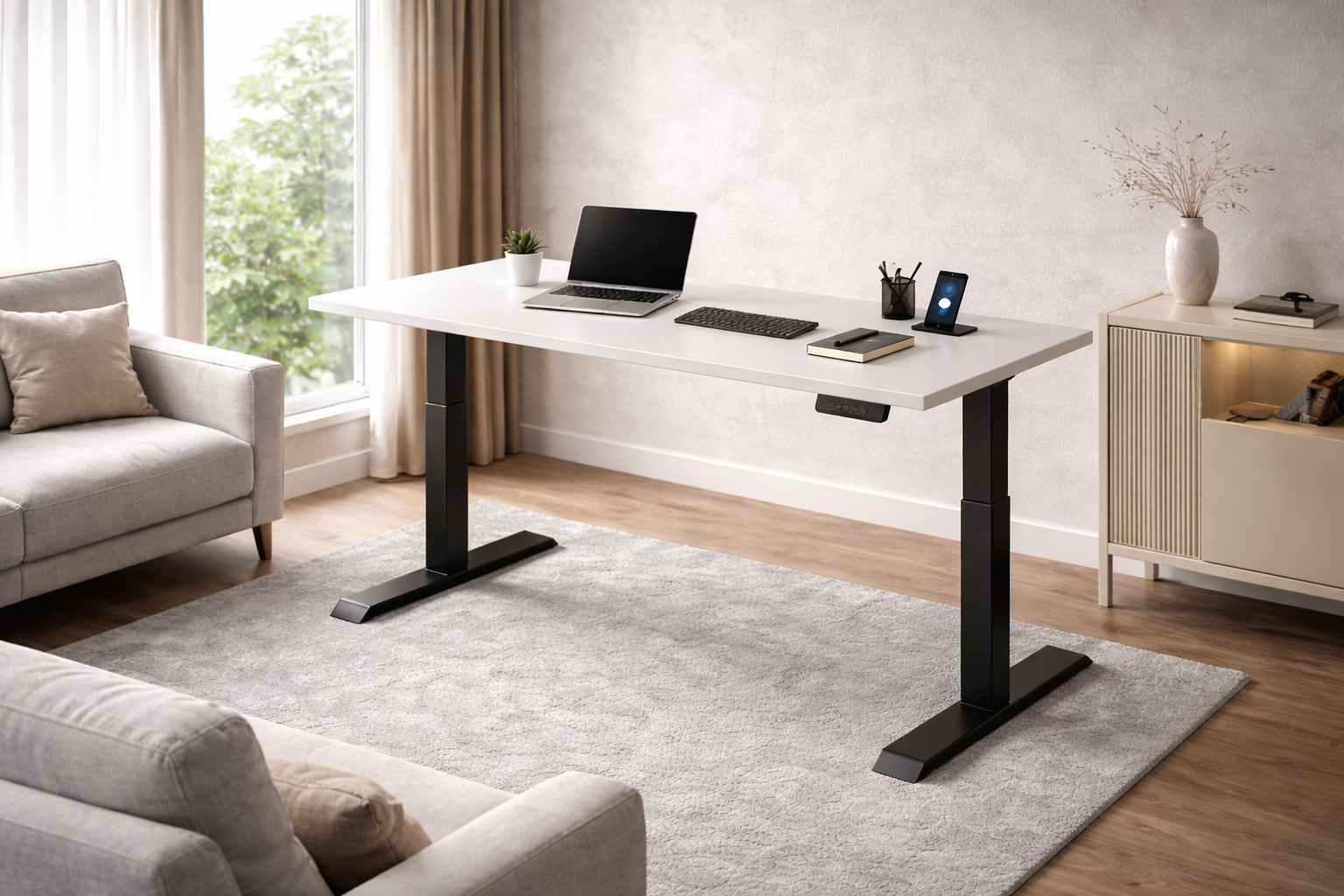 ZY-02 Black Dual Motor Standing Desk | Smart Ergonomic Desk