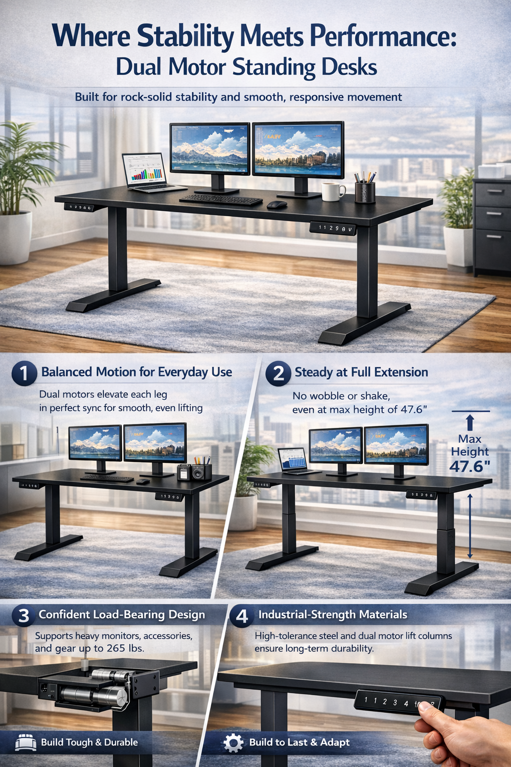 Professional-Grade Dual Motor Standing Desks