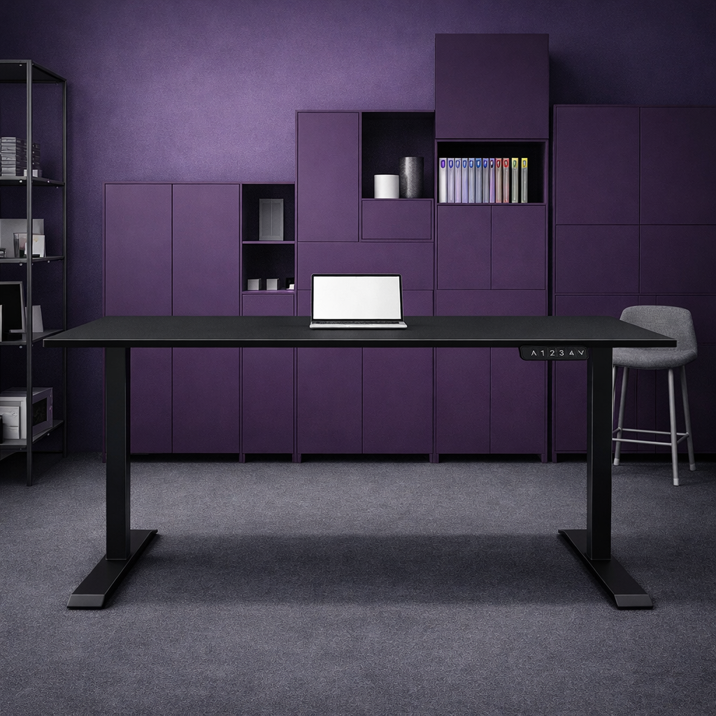 ZY-02 Electric Standing Desk Red Gradient Home Office Scene