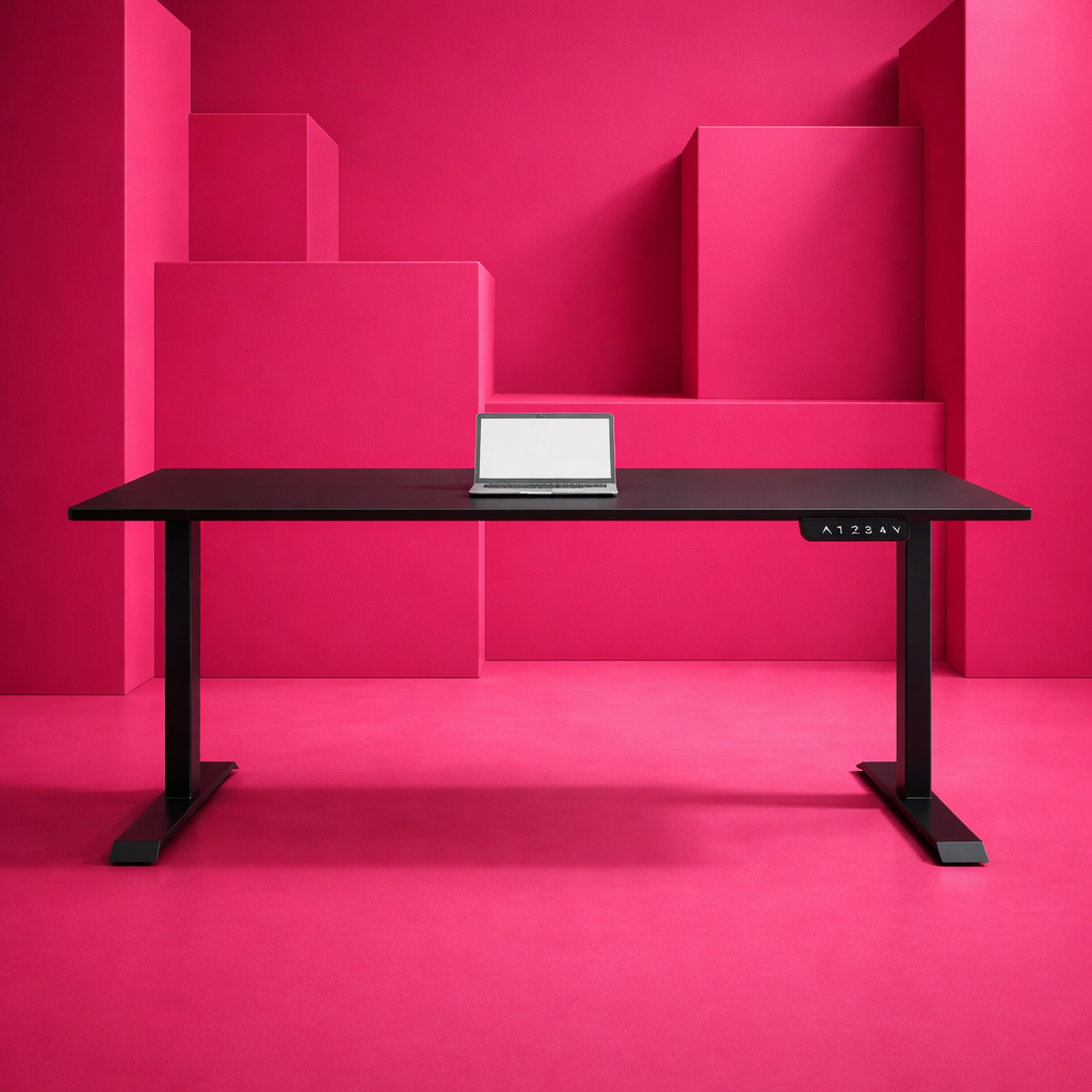 ZY-02 Electric Standing Desk Red Blue Modern Office Scene