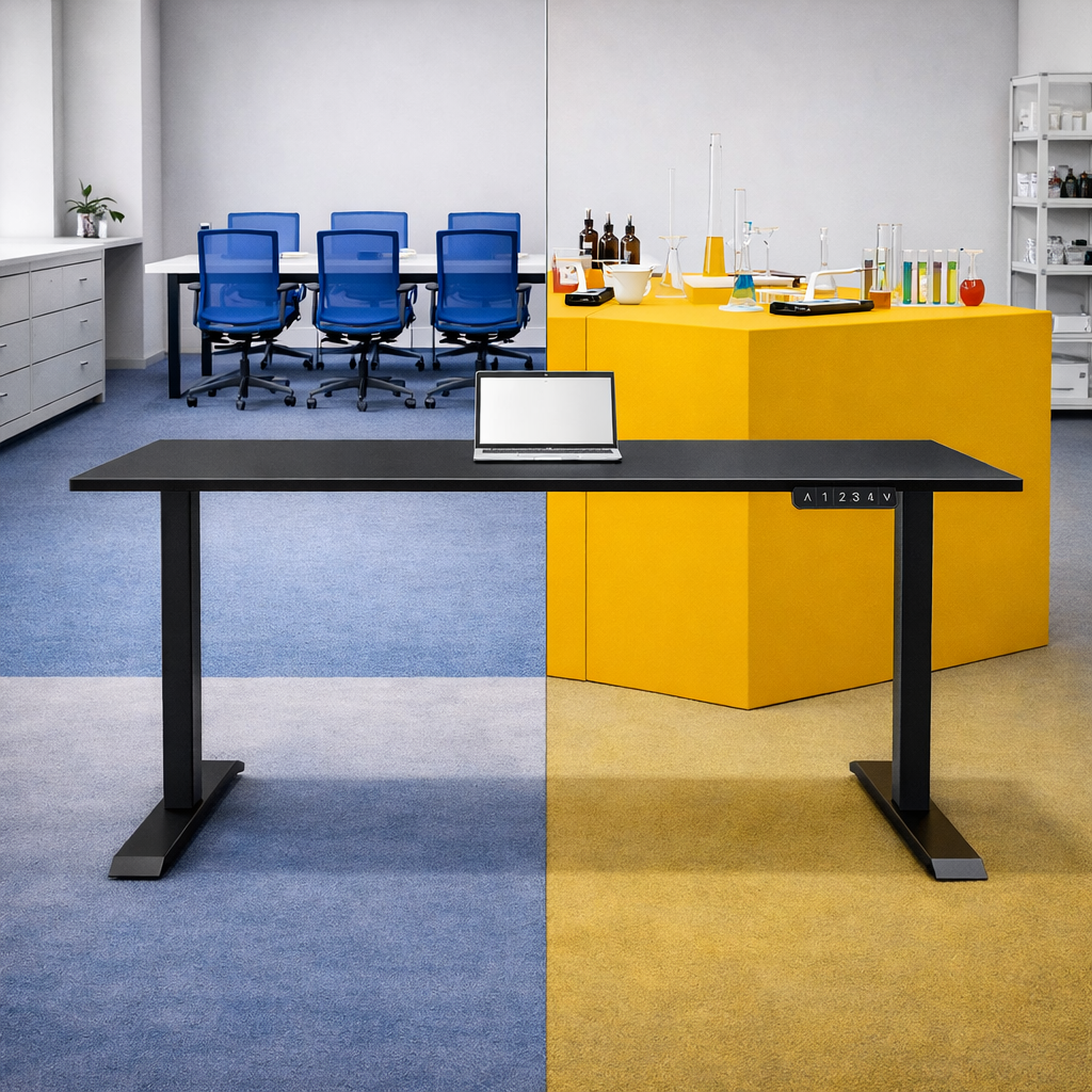 ZY-02 Dual Motor 2-Stage Standing Desk Open Workspace Scene