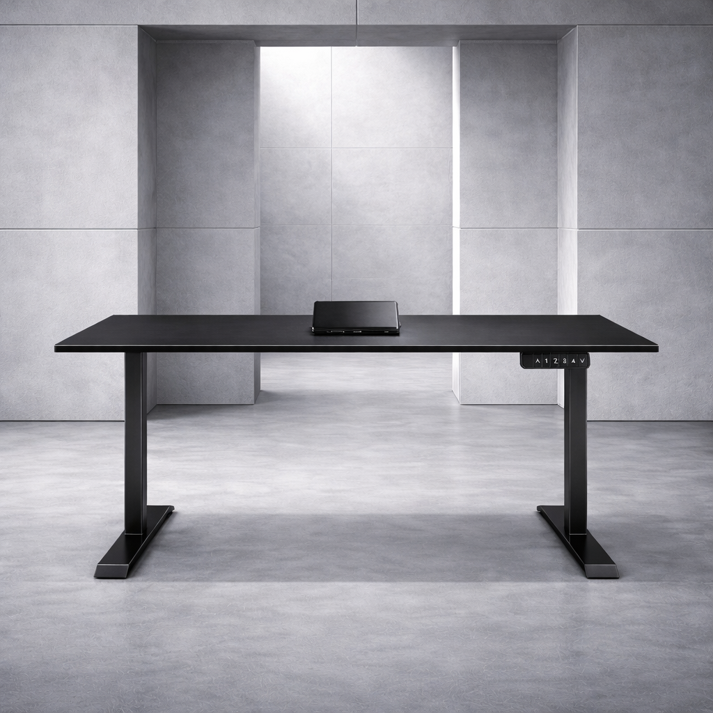 ZY-02 Electric Standing Desk Grey Minimal Corporate Office Scene