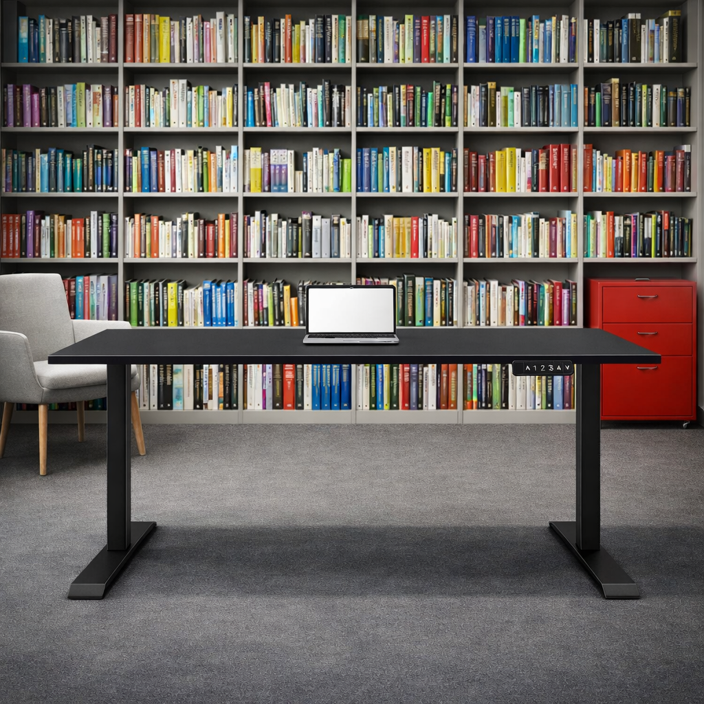 ZY-02 Electric Standing Desk Yellow Blue Modular Office Scene