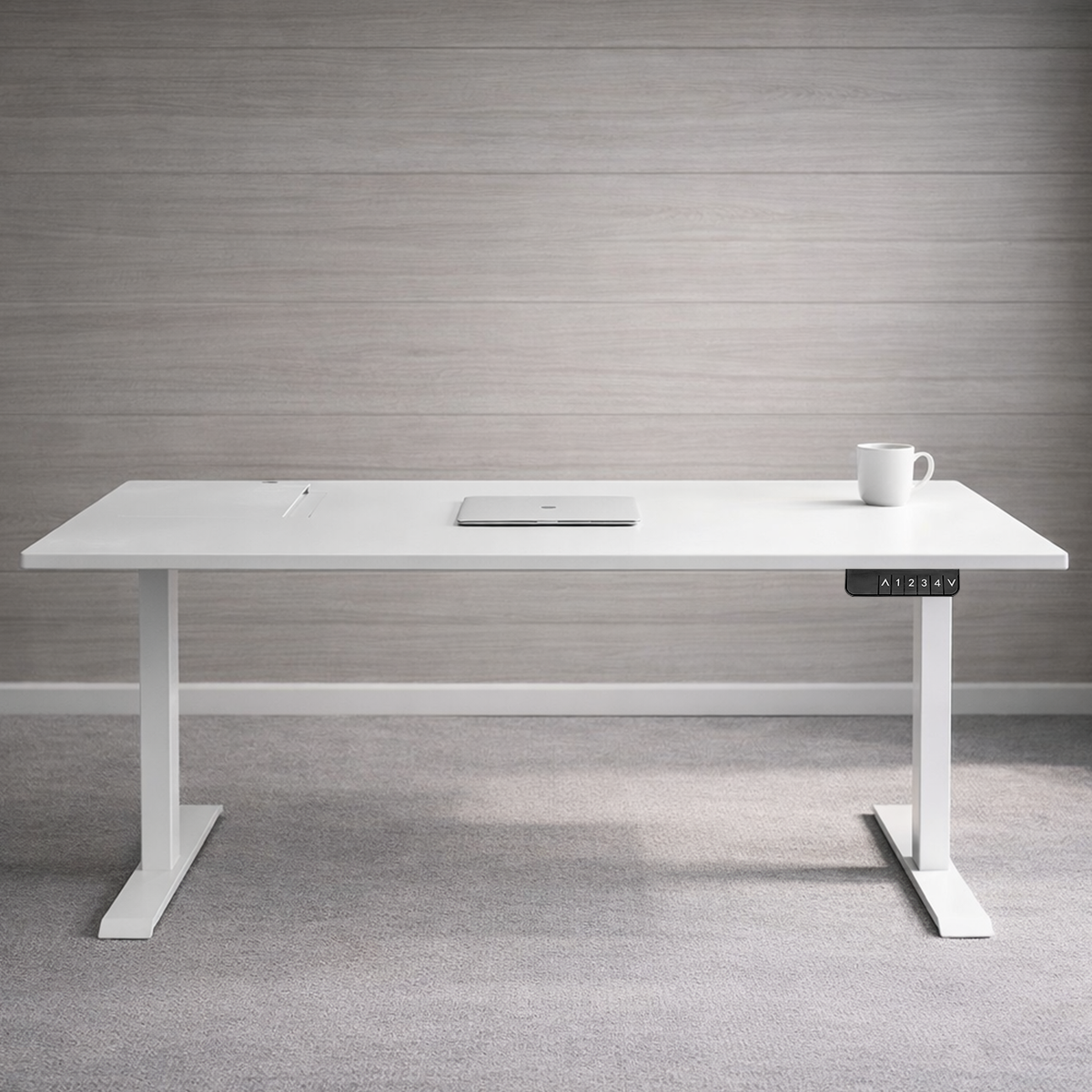 ZY-02 White Dual Motor Standing Desk Front View