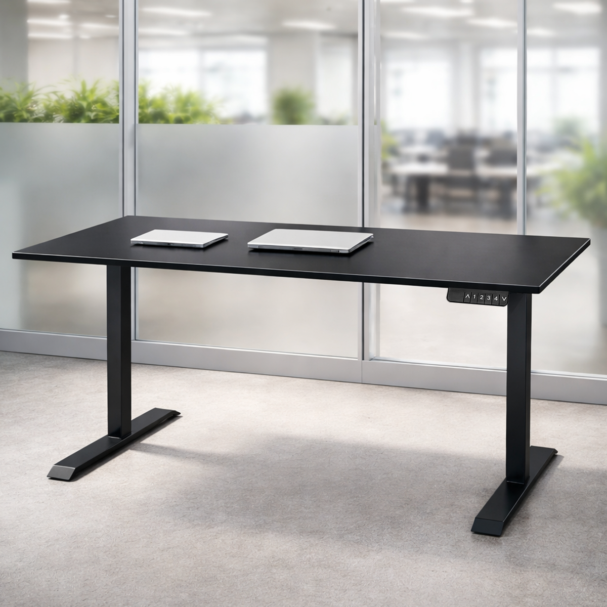 ZY-02 Black Dual Motor Standing Desk Modern Workstation Setup