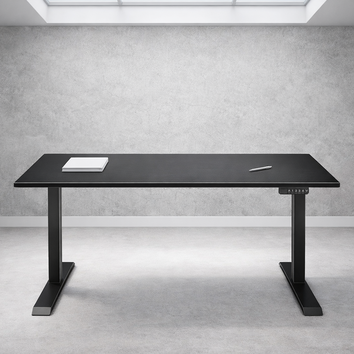 ZY-02 Black Dual Motor Standing Desk Dark Scene