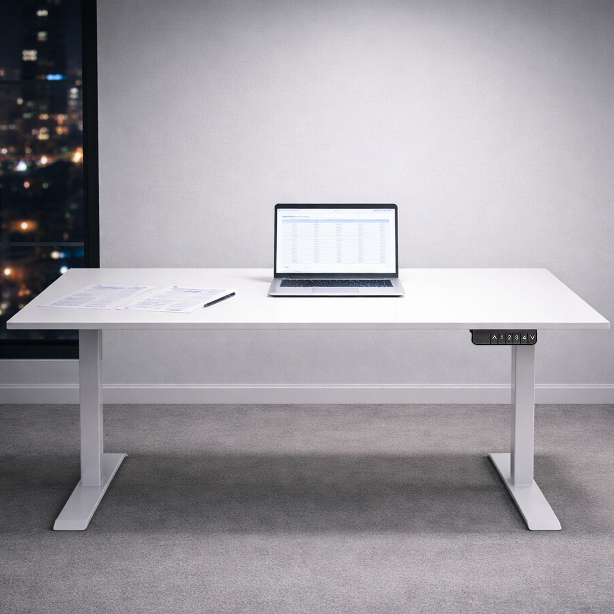 ZY-02 White Dual Motor Standing Desk Minimal Style