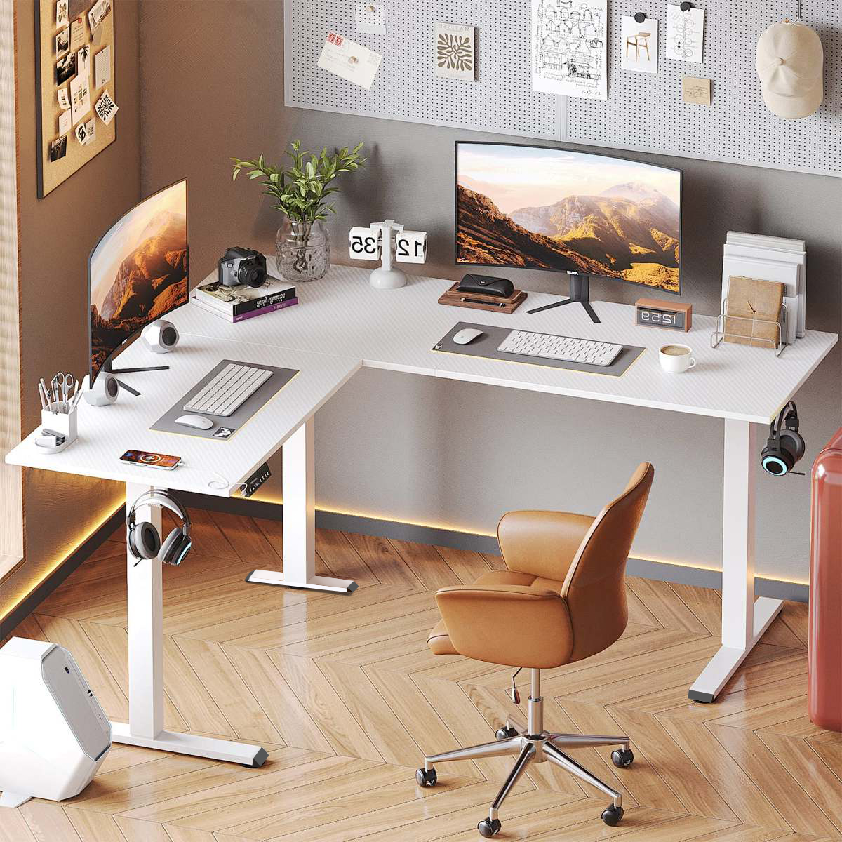 L Shaped Single Motor Standing Desk