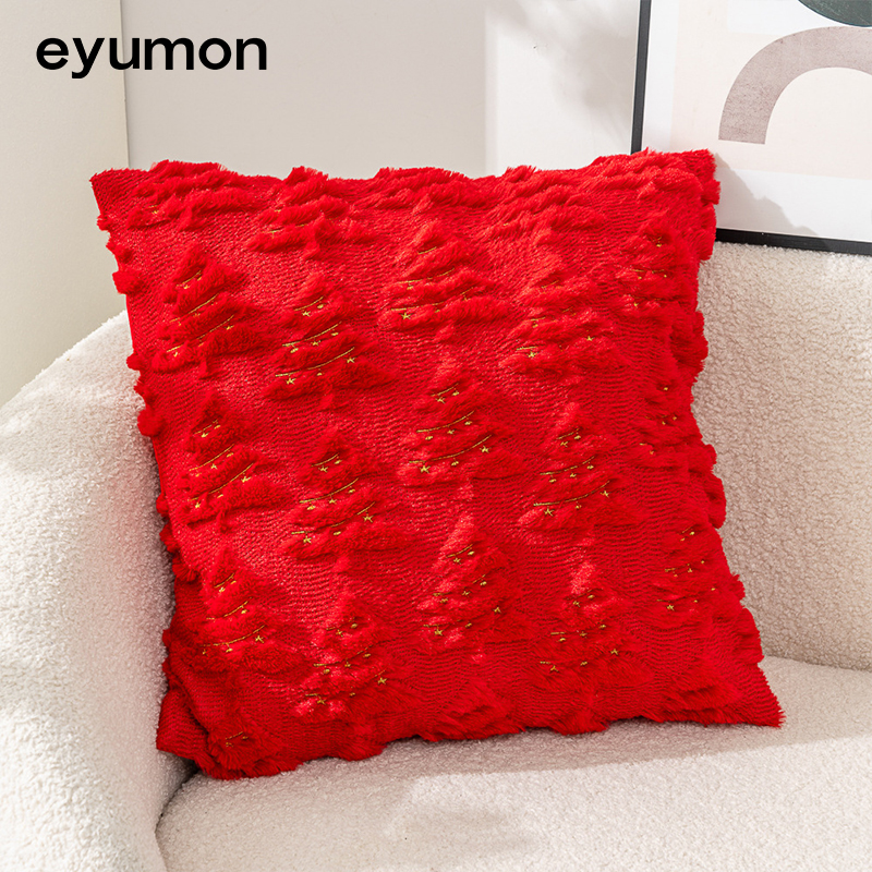 Small star tree embroidered holiday Christmas plaid multi-colored throw pillowcase cushion cover sofa bed showroom