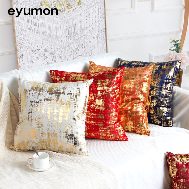 Abstract Stripes Gold Stamp Throw Pillow Covers