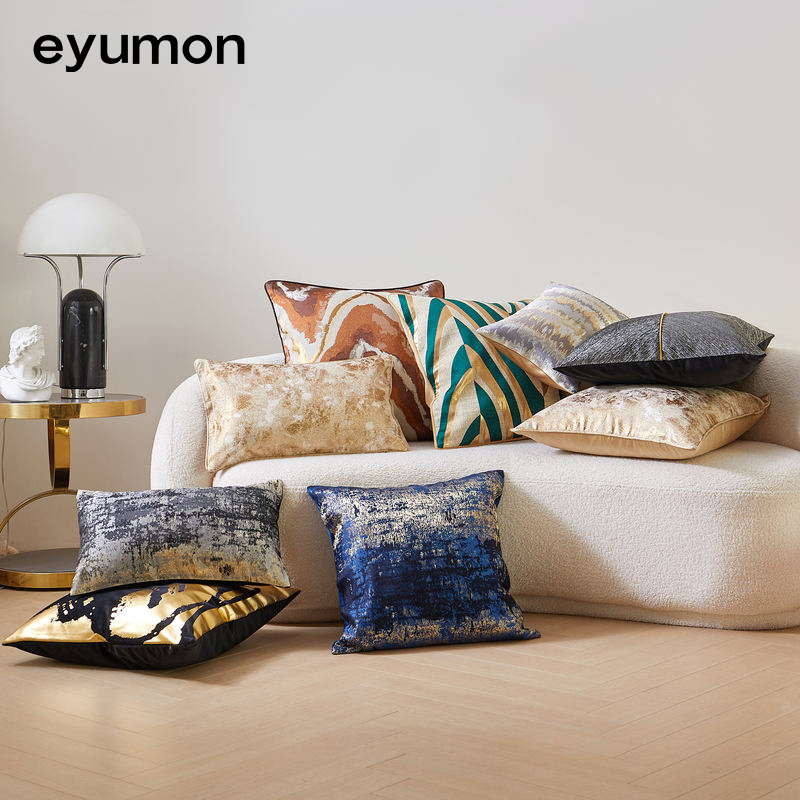 Throw Pillow Cover Luxury Jacquard Silver Gray Navy Green Decoration Pillow Cases Big Black Gold Cushion Cover