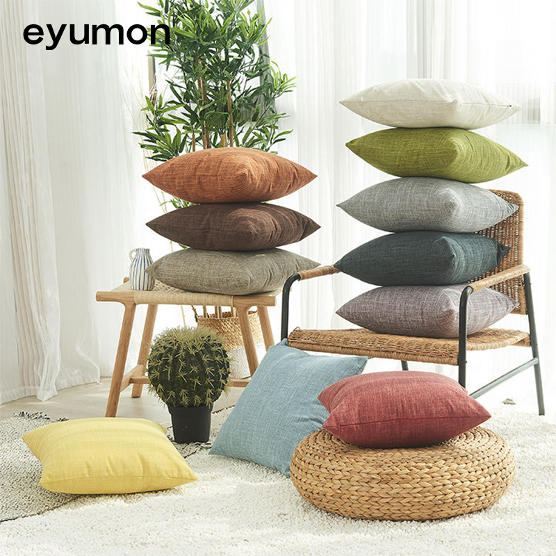 Simple Cotton Linen Decorative Square 45x45cm Plain Design Sofa Home and Hotel Use Cushion Covers