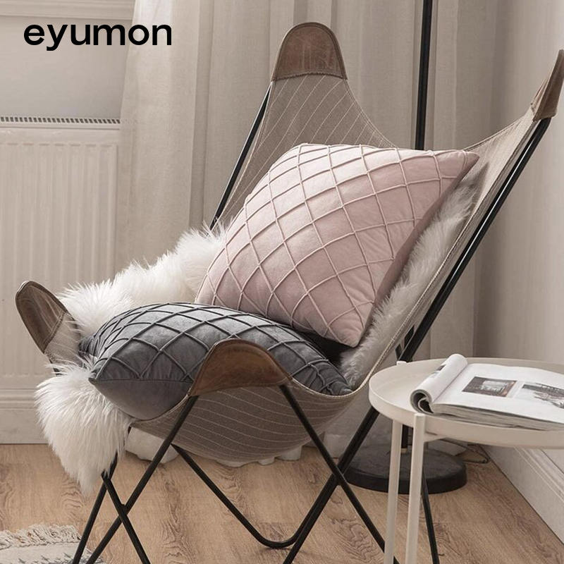 Solid color velvet embroidered checkered individual pillowcase without core