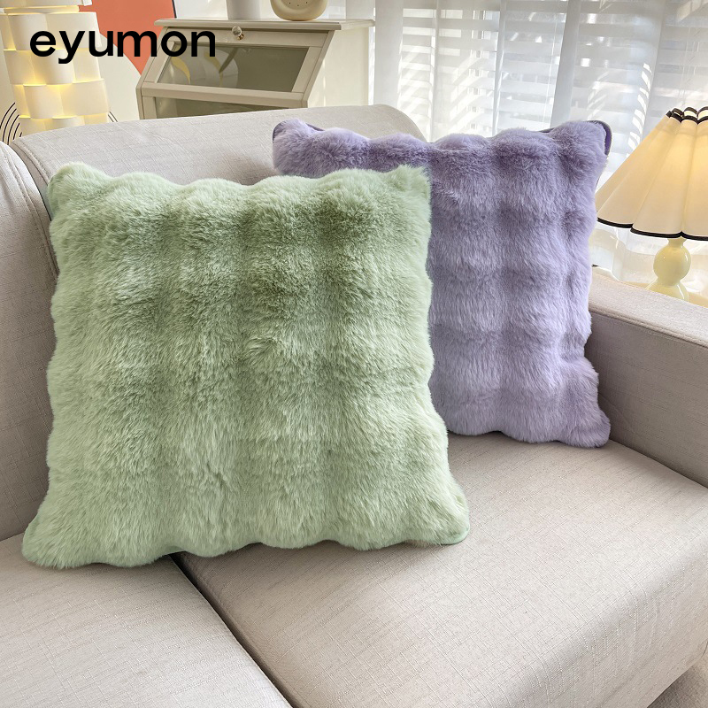 Imitation rabbit fur bubble velvet solid color plush square pillowcase wholesale
