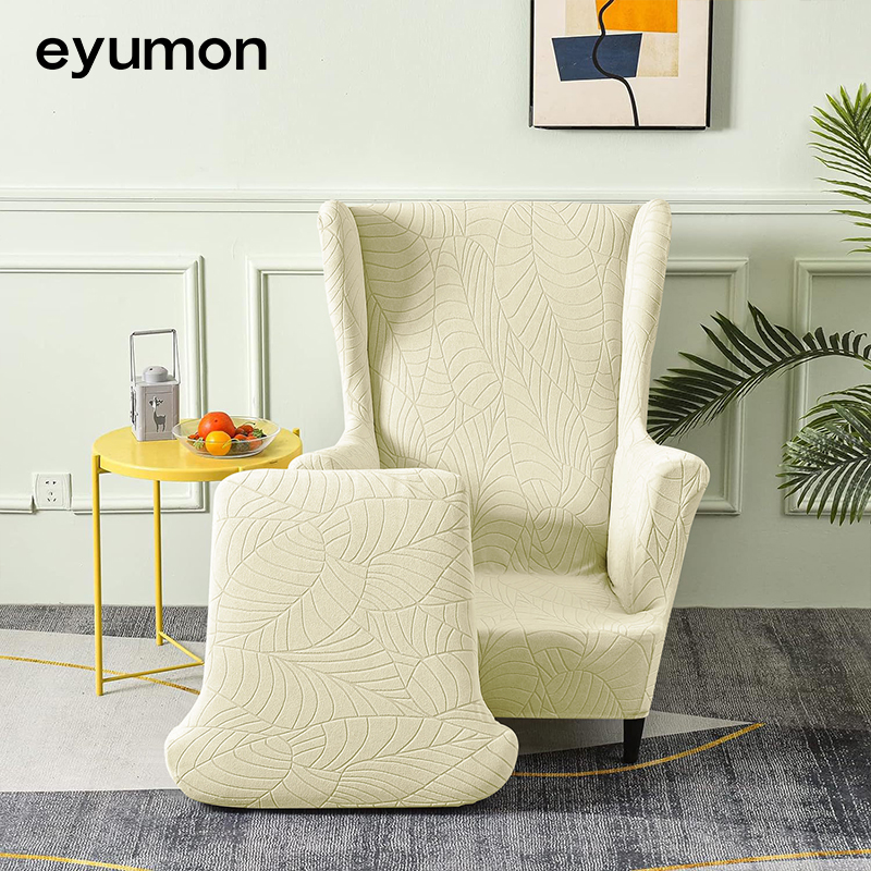 Solid color waterproof polyester fabric jacquard leaf-patterned short-pile plush sofa cover