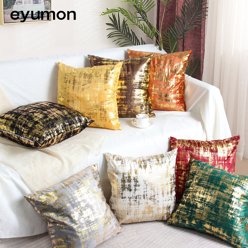 Abstract Stripes Gold Stamp Throw Pillow Covers