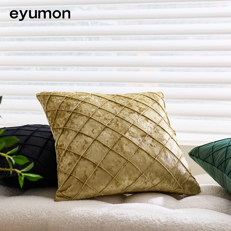 Solid color velvet embroidered checkered individual pillowcase without core