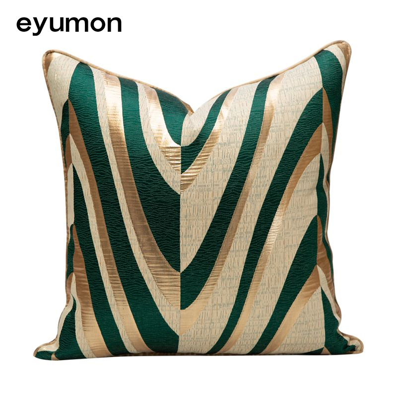 Throw Pillow Cover Luxury Jacquard Silver Gray Navy Green Decoration Pillow Cases Big Black Gold Cushion Cover