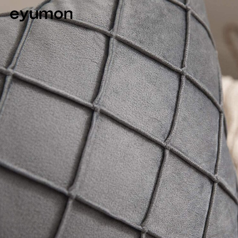 Solid color velvet embroidered checkered individual pillowcase without core
