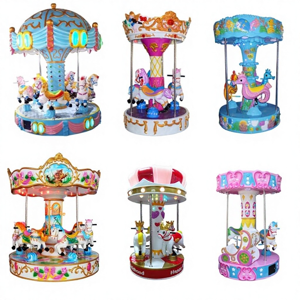 Indoor Outdoor Large Amusement Park Electric Children's Carousel Three-Person Six-Person Seat Support Coin Operated Remote