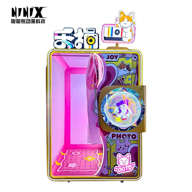 Pink Anime-Style Selfie Camera Coin Operated Commercial Entertainment Games 1-Year Warranty English Language Metal Material