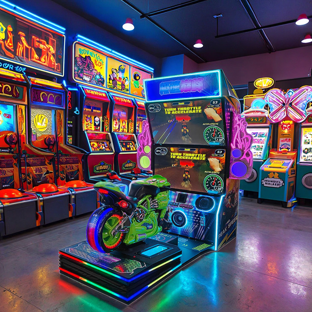 New Motorcycle Game - 50-inch Dual-screen Dynamic Motorcycle Racing Amusement Machine with Indoor Coin-operated Feature